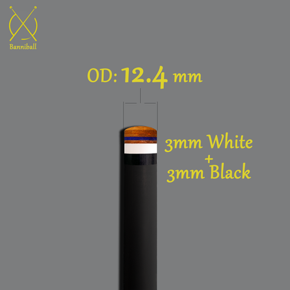 12.4mm Tip 6mm White&Black Ferrule Carbon Fiber Billiard Shaft Pool Cue Shaft [Banni 124-3W-3B]