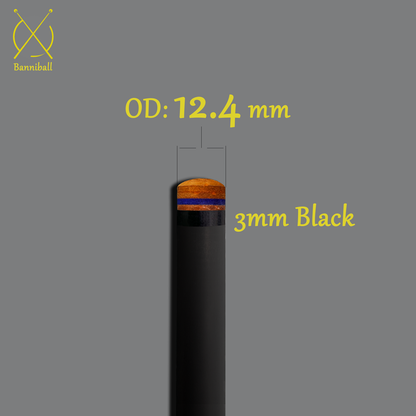 12.4mm Tip 3mm Black Ferrule Carbon Fiber Billiard Shaft Pool Cue Shaft [Banni 124-3B]
