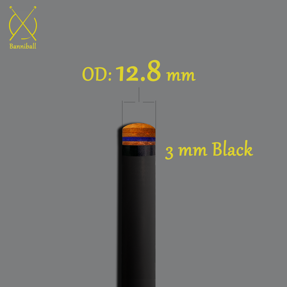 12.8mm Tip 3mm Black Ferrule Carbon Fiber Billiard Shaft Pool Cue Shaft [Banni 128-3B]