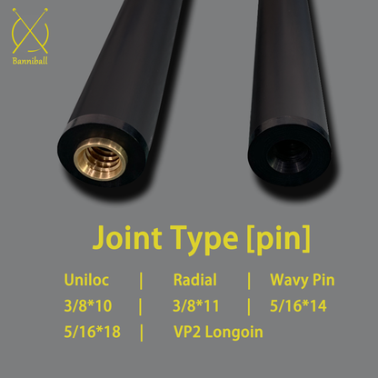 12.4mm Tip 3mm Black Ferrule Carbon Fiber Billiard Shaft Pool Cue Shaft [Banni 124-3B]